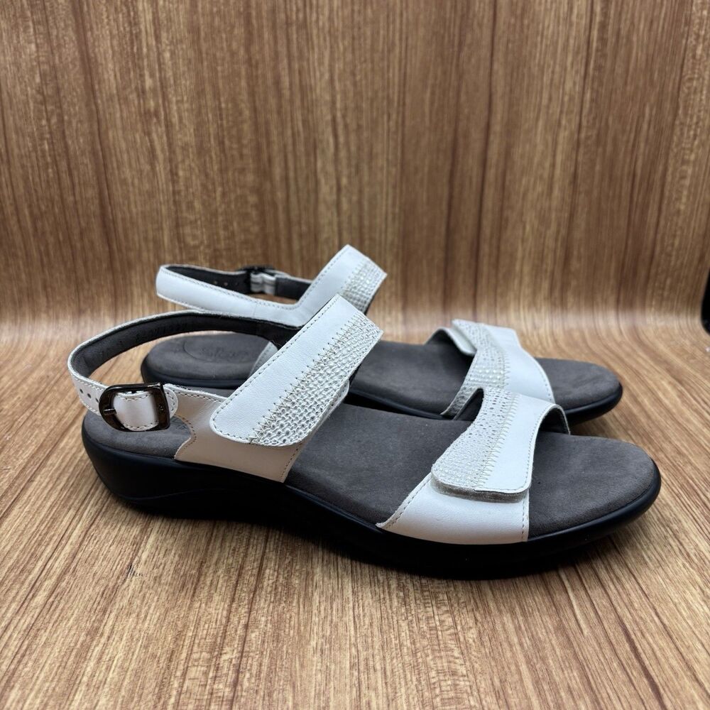 SAS Nudu Heel Strap Sandals Size 10‎ M White Adjustable Open Toe Shoes EXCELLENT